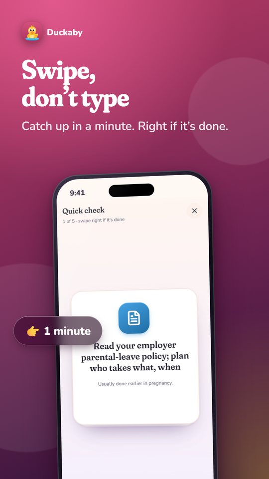 Duckaby catch-up deck: swipe right if a step is done