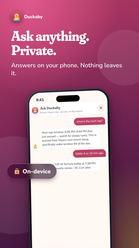 Duckaby Ask screen answering when the next nap is